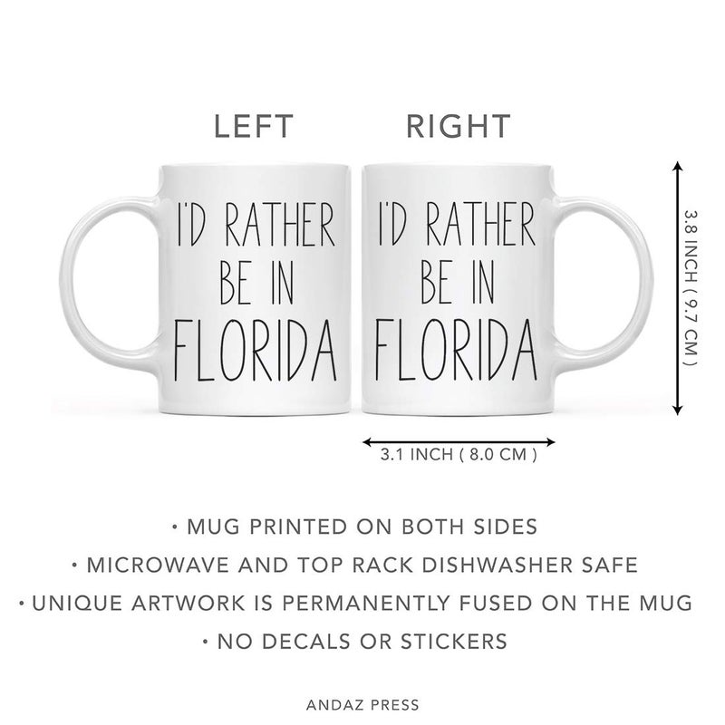 Andaz Press U.S. State 11oz. Coffee Mug Gift, I'D Rather Be In Florida, 1-Pack, Long Distance College Going Away Study Abroad Birthday Christmas Florida Coffee Mug - Image 5